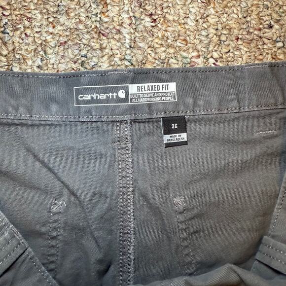 Carhartt Rugged Flex Short 36 Gray Relaxed Fit Canvas Utility Work 9'' Inseam - Picture 4 of 7